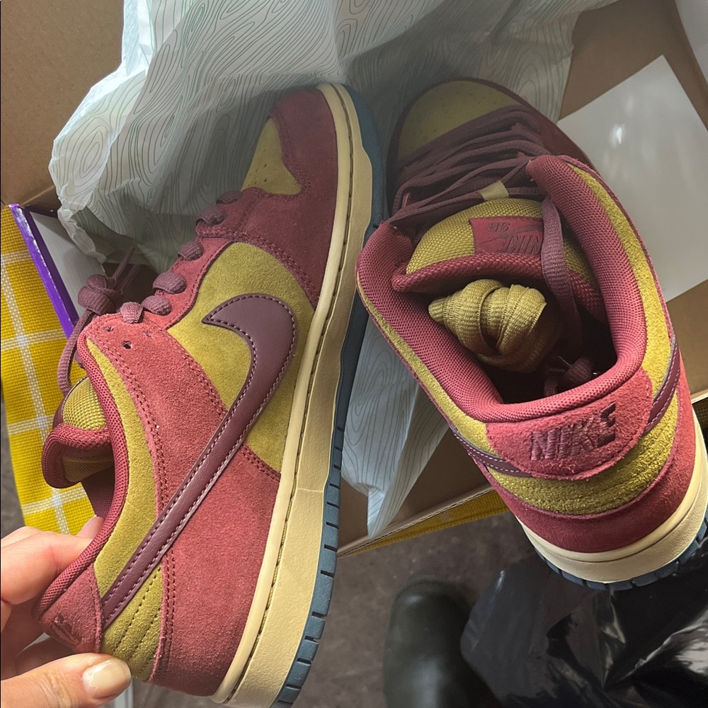 Nike SB Dunk Low Pro in Dark Team Red and Burgundy